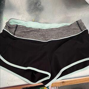 lululemon athletica Black and Gray Shorts with Mint Trim